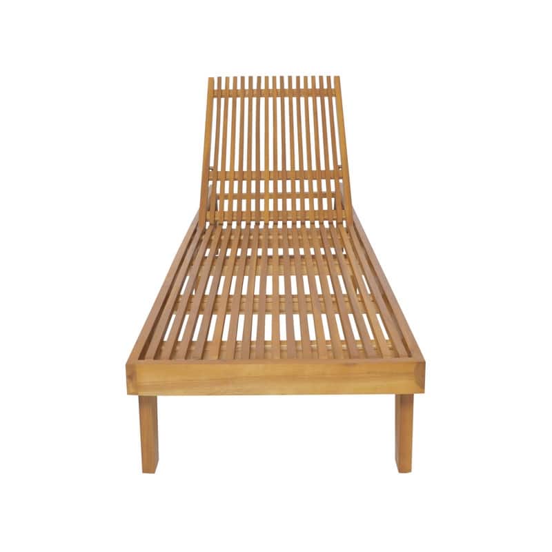 Adjustable Wood Chaise Lounge-Modern Outdoor Patio Poolside Sun Lounger with Breathable Slatted Design