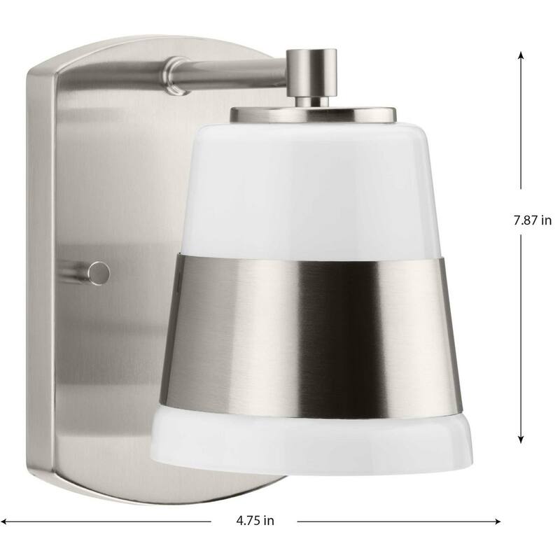 Haven Collection One-Light Brushed Nickel Opal Glass Luxe Industrial Bath Light - 4.75 in x 6.75 in x 7.87 in