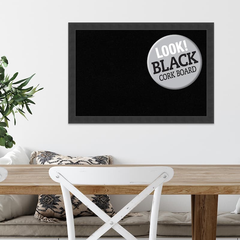 Framed Black Cork Board, Mezzanotte Black