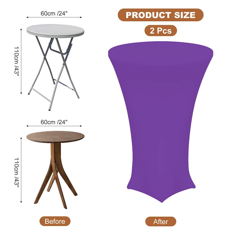 2pcs Cocktail Tablecloth Spandex Stretch Tablecloth Table Cover - Purple - 24" x 43"