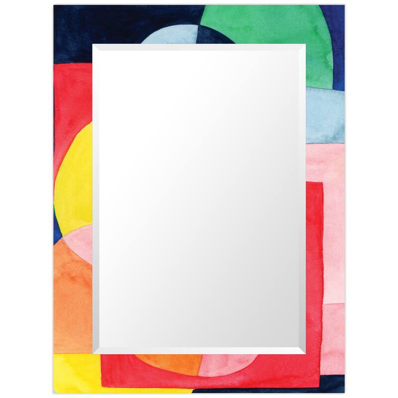 Launder Rectangular Beveled Mirror on Free Floating Printed Tempered Art Glass - Clear - 40" x 30"