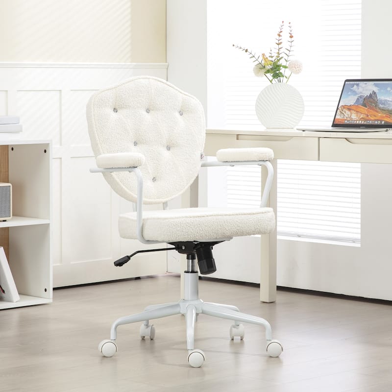 Stylish Velvet-Feel Swivel Vanity Chair with Rhinestone Back, Adjustable Tilt, and Wheels for Home Office or Bedroom