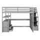 preview thumbnail 11 of 30, Full Size Grey Loft Bed with Desk, Shelves, Storage Staircase, and Two Built-in Drawers for Maximized Space
