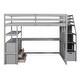 preview thumbnail 27 of 30, Traditional Concise Design Full Size Loft Bed with Built-In Desk and Shelves,Storage Staircase and Drawers,Sturdy Wood Frame