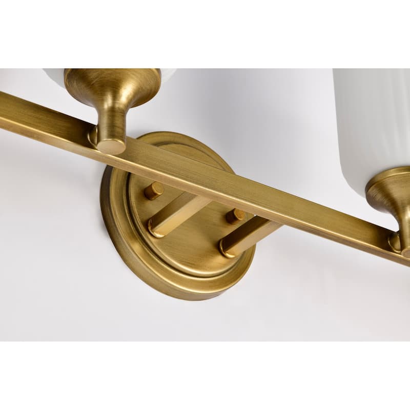 Solara 4 Light Vanity Natural Brass Finish Frosted Ribbed Glass - Natural Brass