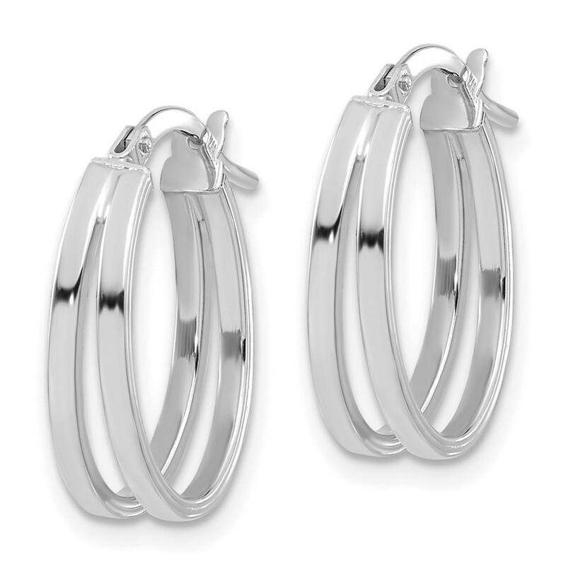 Curata 14k White Gold Polished 20mm Double Hoop Earrings