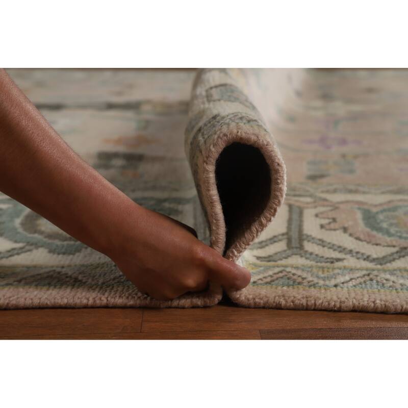 Hand Knotted Oriental 100% Wool Carpet Transitional All-Over Brown Oushak Area Rug - 11' 9'' X 8' 11''