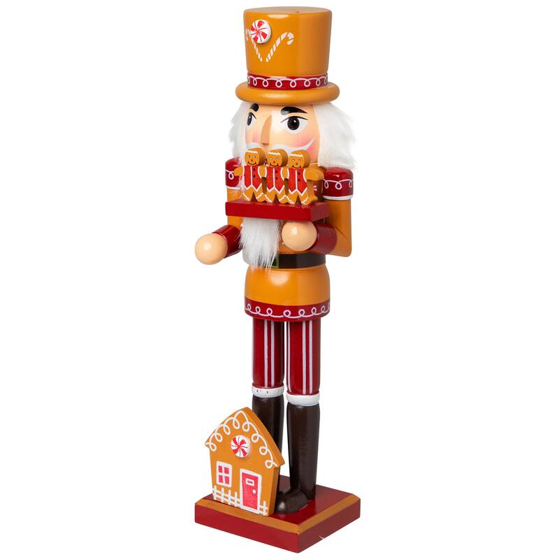 Peppermint Gingerbread Wooden Christmas Nutcracker - 14"