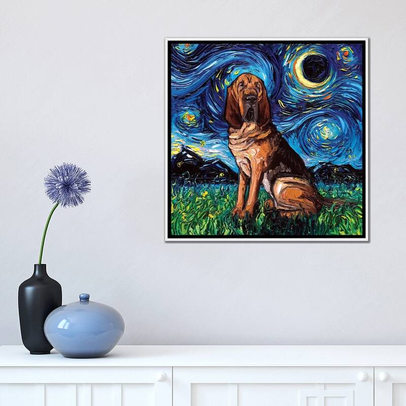iCanvas "Bloodhound Night" by Aja Trier Framed Canvas Print