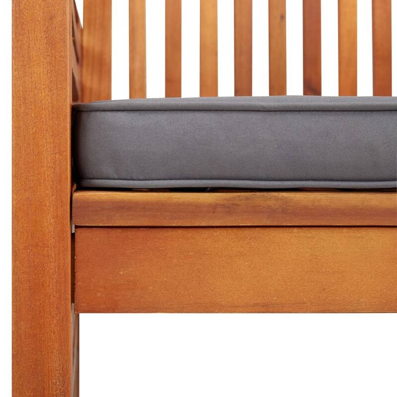 Kim Outdoor Dining Chair, Slatted Solid Acacia Wood, Gray Cushion