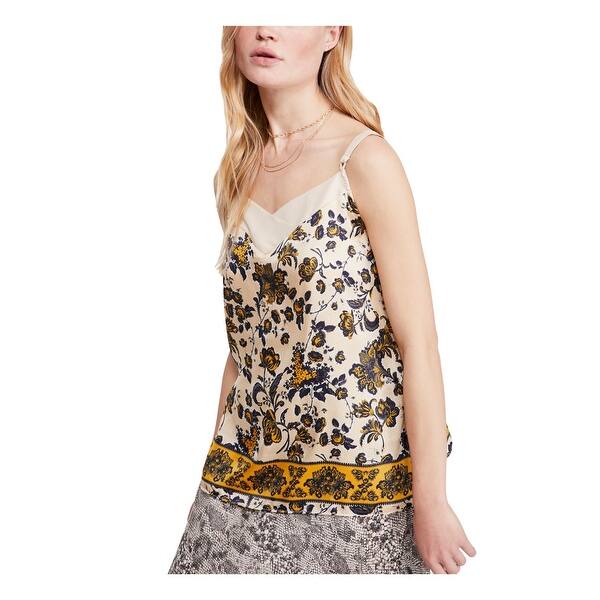 Shop Free People Womens Beige Floral V Neck Tank Top Size S Overstock 31582398