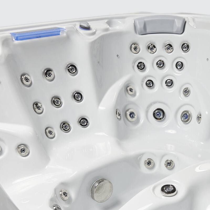 Buenospa Dallas 6 - Person 82 - Jet Hot Tub, Ice White with Ozone and LED Lights