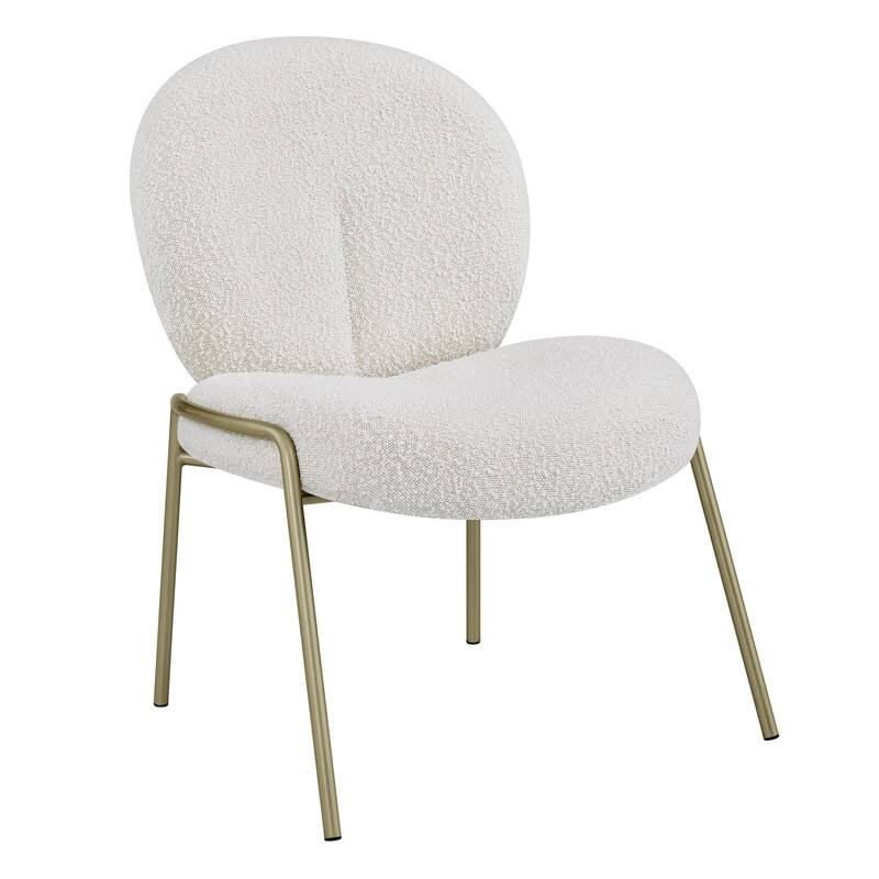 Spruce & Spring Cloud-Shaped Armless Modern Teddy Dining Chair with Champagne Gold Legs
