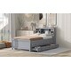 preview thumbnail 5 of 13, Captain Bed Platform Bed with 3 Drawers and Trundle USB-Twin, Grey