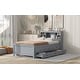 preview thumbnail 5 of 12, Twin Size Platform Bed with Storage Headboard, USB, Twin Size Trundle Wood Bed Frame and 3 Drawers for Kids Teens Adults,Gray
