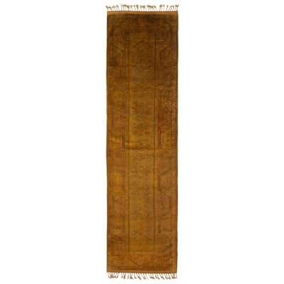 ECARPETGALLERY Hand-knotted Color Transition Brown Wool Rug - 2'8 x 9'9