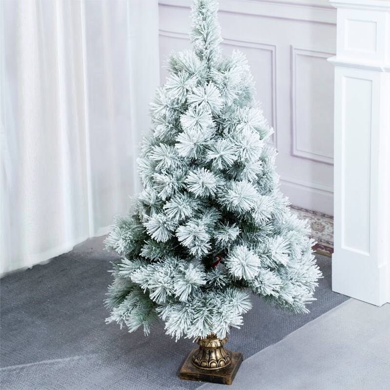 4FT White Artificial Pine Needle & PVC Festive Decor Christmas Tree