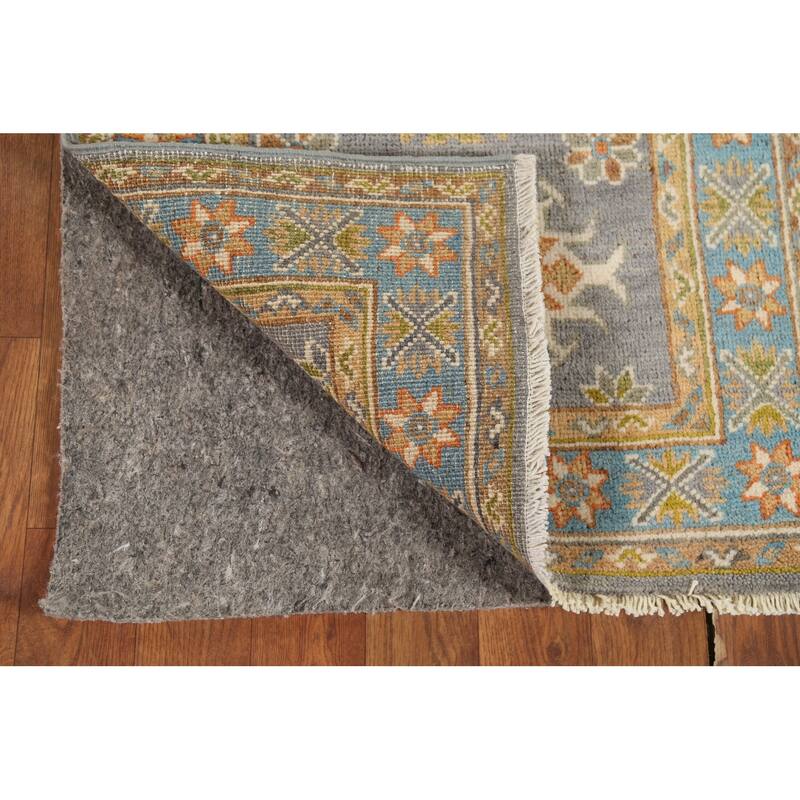 Gray Geometric Kazak Accent Rug Hand-Knotted Wool Carpet - 2'1"x 2'10"