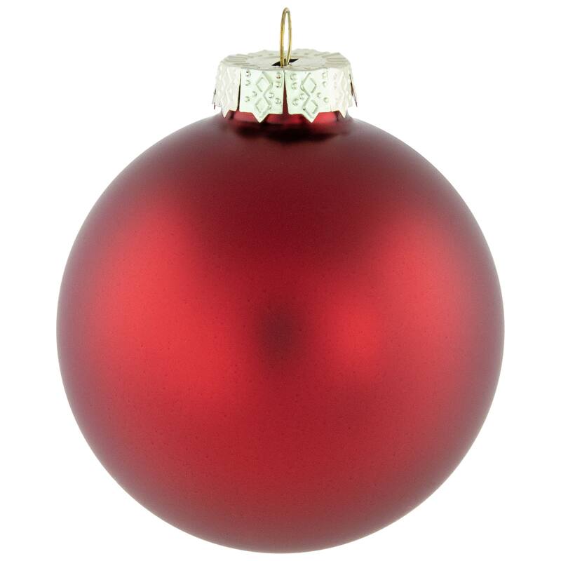 96ct Shiny and Matte Red Glass Ball Christmas Ornaments 3.25 (80mm)