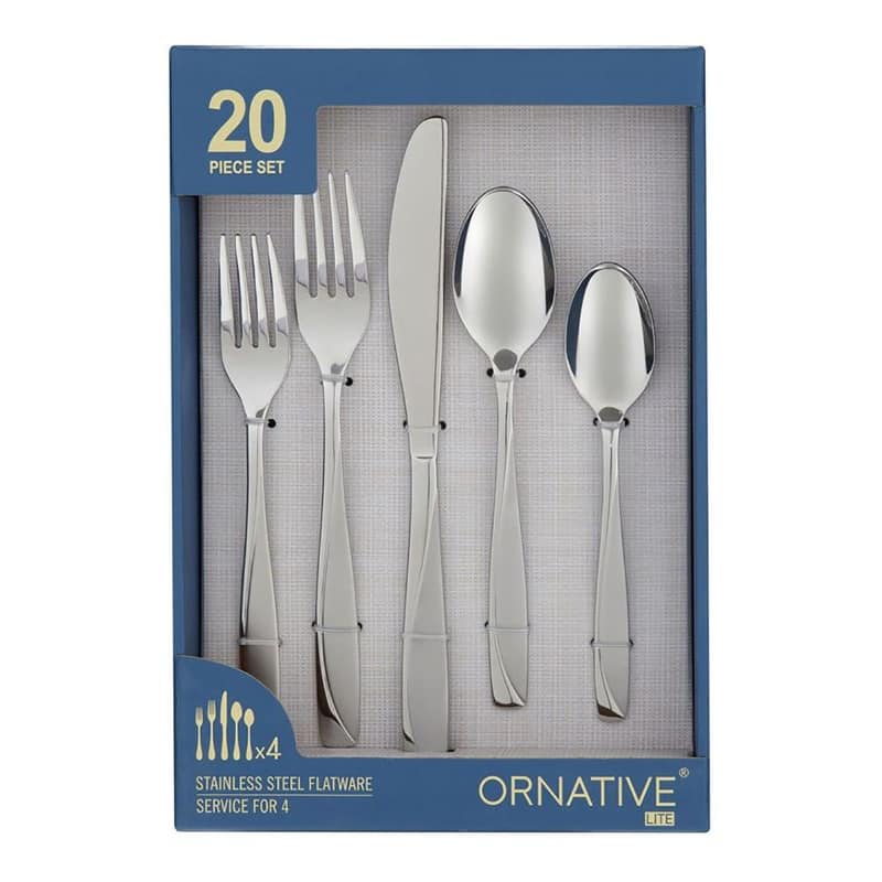 Ornative CIAN Sand Finish 20 Pieces Flatware Set - 10.63" H x 6.69" W x 2.76" D