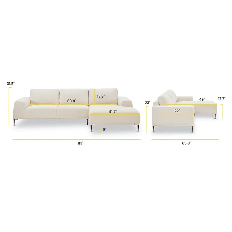 Poly & Bark Rue 113" Fabric Sectional Sofa