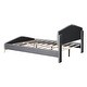 preview thumbnail 8 of 10, Queen Size Velvet Platform Bed w/ Thick Fabric, Stylish Stripe Decorated Bedboard & Elegant Metal Bed Leg Upholstered Bed, Gray