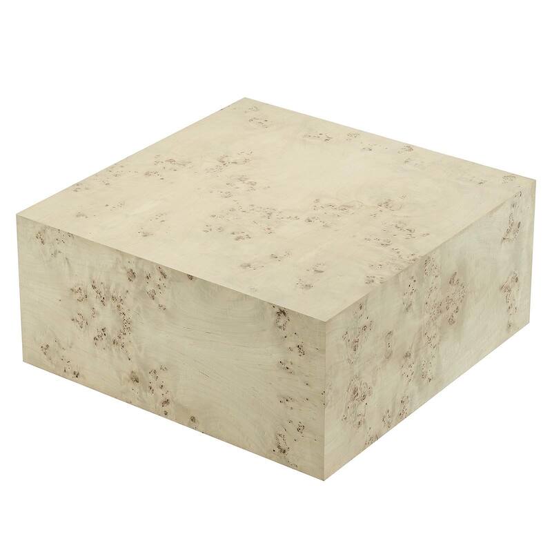 Penrod Mid-Century Burl Wood Square Coffee Table