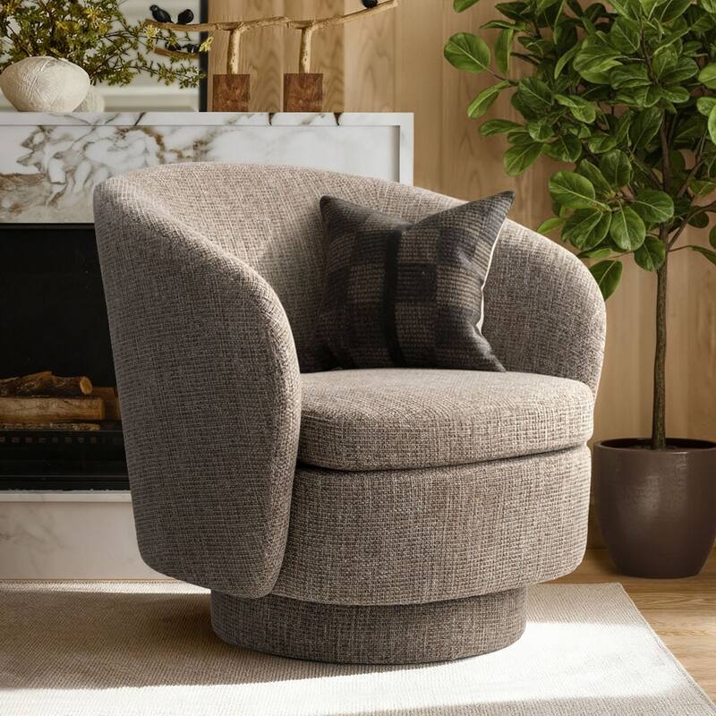 360° Tweed Swivel Barrel Accent Chair
