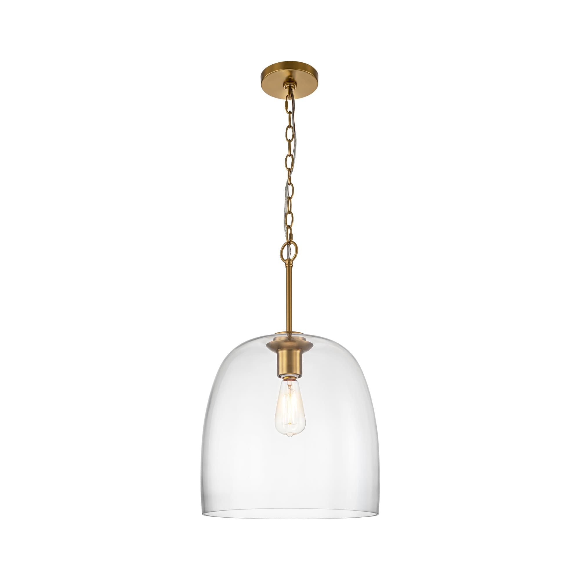 1 Light Modern Gold Bowl Dome Clear Glass Pendant Light for Kitchen Island On Sale Bed Bath Beyond 40737198