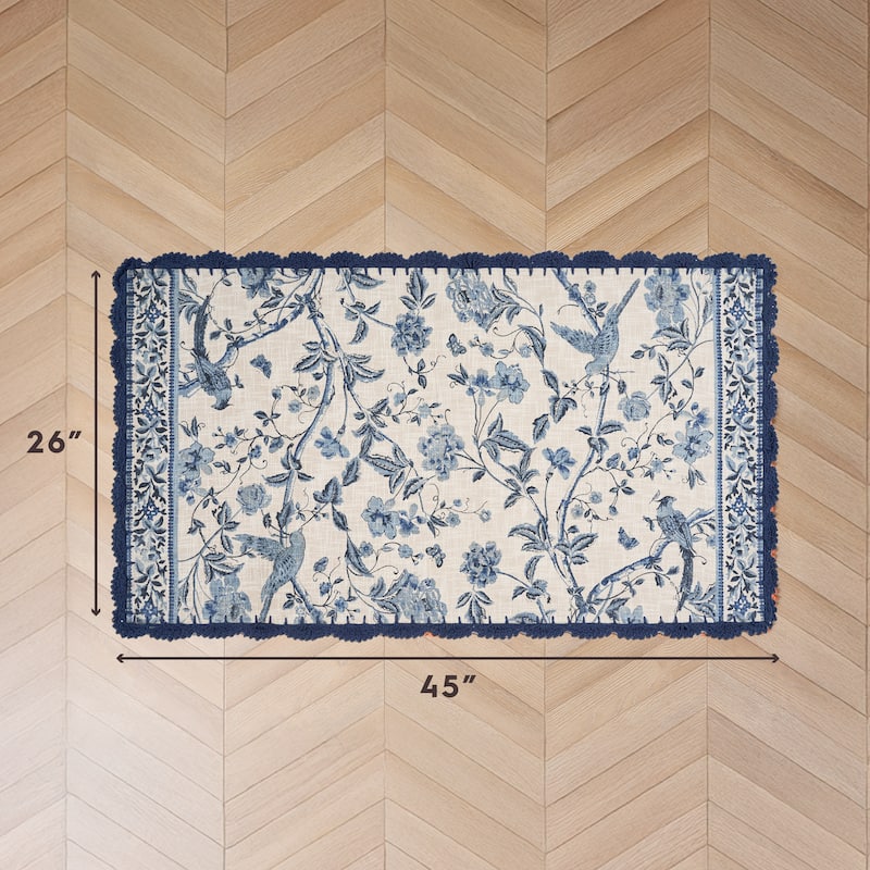 Laura Ashley Cotton Slub Crochet Border Rugs