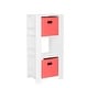 preview thumbnail 16 of 32, RiverRidge Kids Bookshelf and Toy Organizer Tower with 3 Cubbies and 6 Bookracks for Playroom, Nursery, and Reading Nook White with Coral Bins