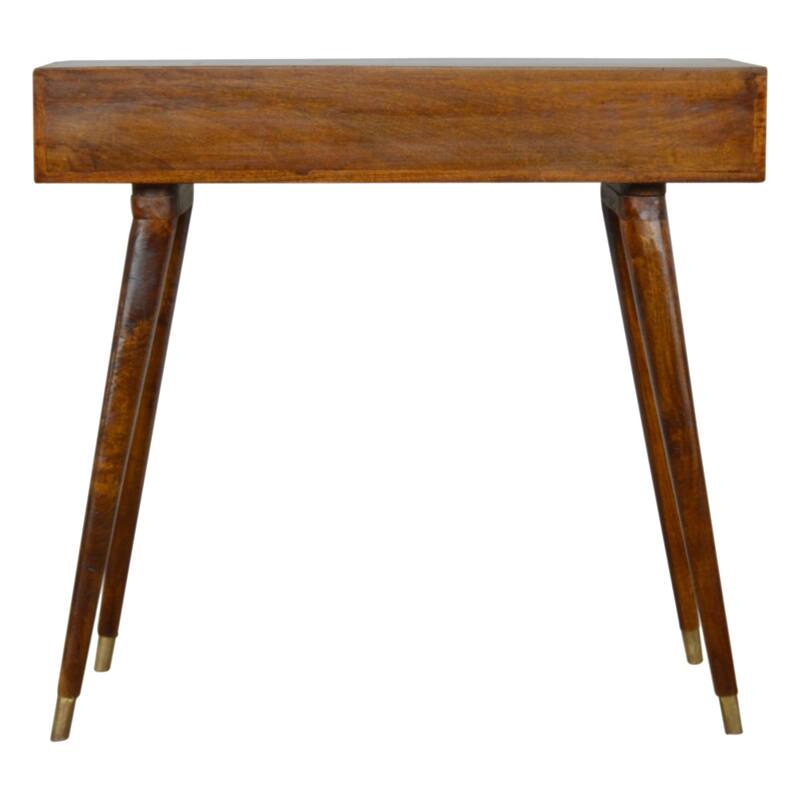 Artisan Furniture Solid Wood Sunrise Gold Carved Writing Desk, Brown with 1 Drawer - N/A