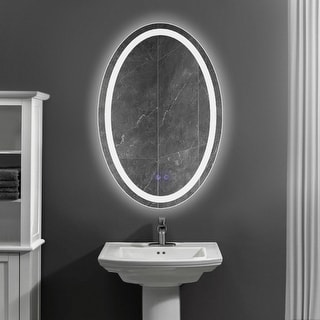 24 x 36 Inch Oval Frameless LED Illuminated Bathroom Mirror, Touch ...