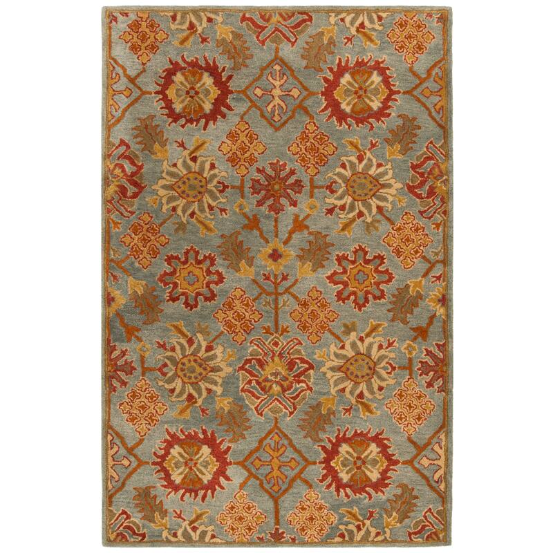 SAFAVIEH Handmade Heritage Marianela Traditional Oriental Wool Rug - 5' x 8' - Charcoal/Multi