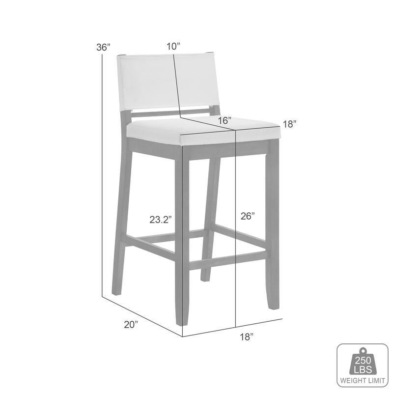 Yanely Mdoern Bar Stool, Upholstered Counter Height Stool with Solid Wood Legs
