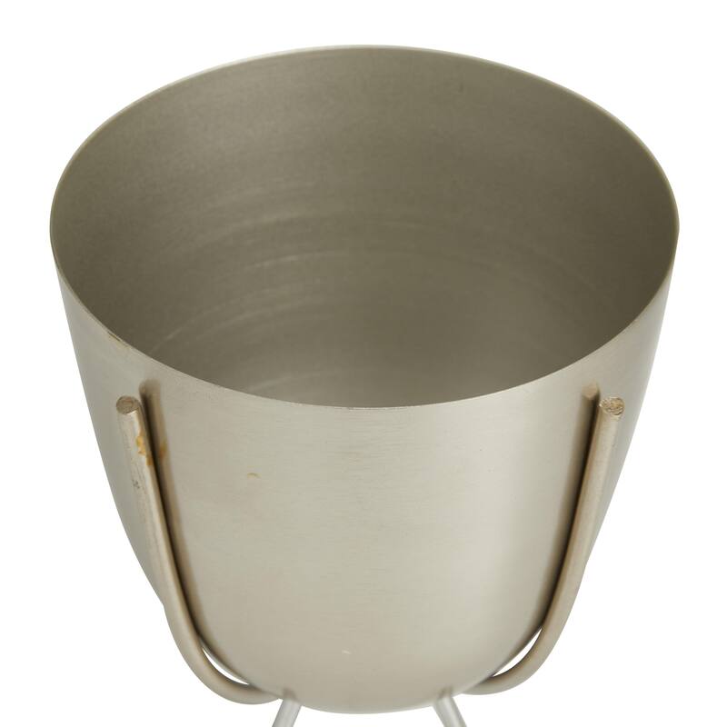 Metal Small Indoor Outdoor Planter with Removable Stand - Set of 2 Silver or Gold - CosmoLiving by Cosmopolitan