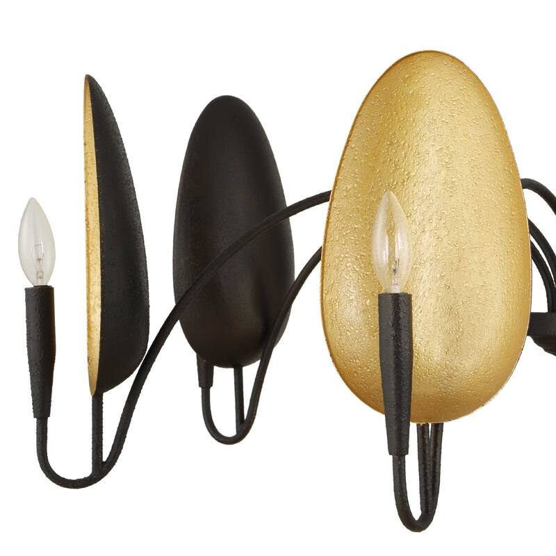 Uttermost Warwick 6 Light Matte Black Chandelier - 41.5"W x 41.5"D x 19"H