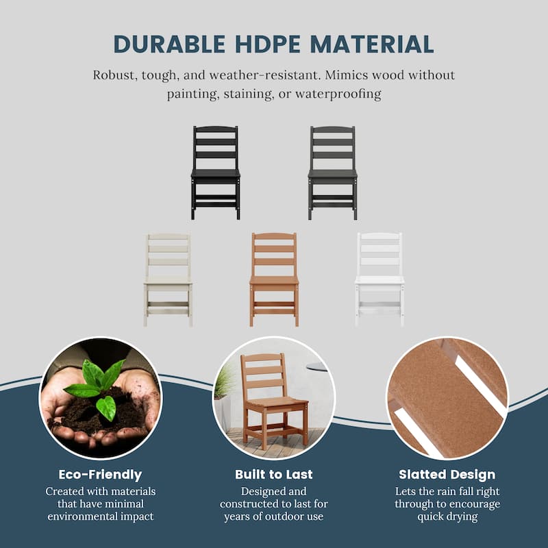 Shoreside Outdoor Patio Armless Dining Side Chair