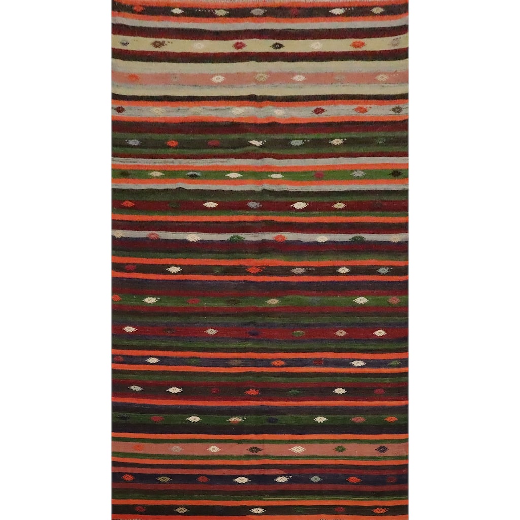 Hand Woven Oriental 100% Wool Carpet Southwestern Tribal Multi-Colored Kilim Area Rug - 10' 0'' X 6' 1''