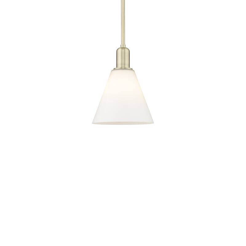 Innovations Lighting 716-1S-11-8 Berkshire Glass Pendant Berkshire - Antique Brass / Matte White