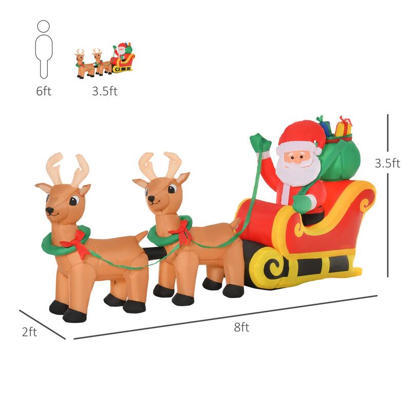 Multi-Color Polyester Inflatable Santa Claus Sleigh with LED Lights