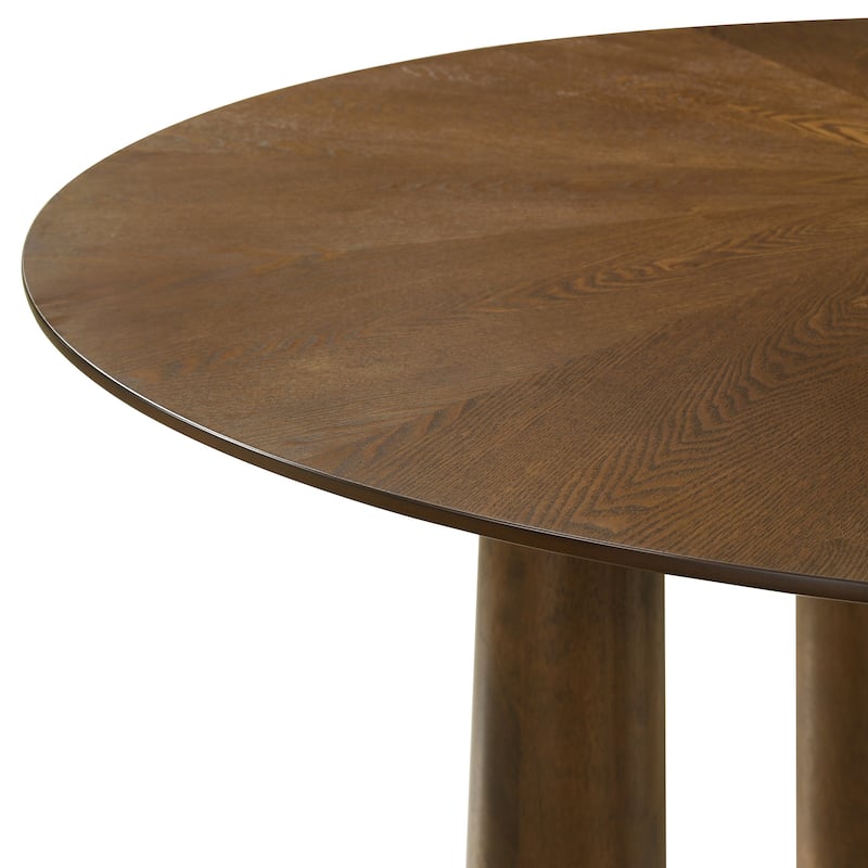 Klarissa Mid-Century Modern 54 in Round Dining Table in Walnut Finish 