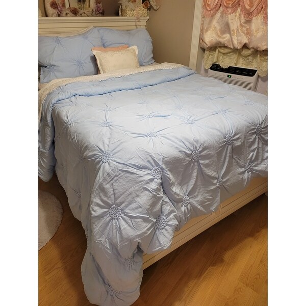 Floral Pintuck Bedding Comforter Set 
