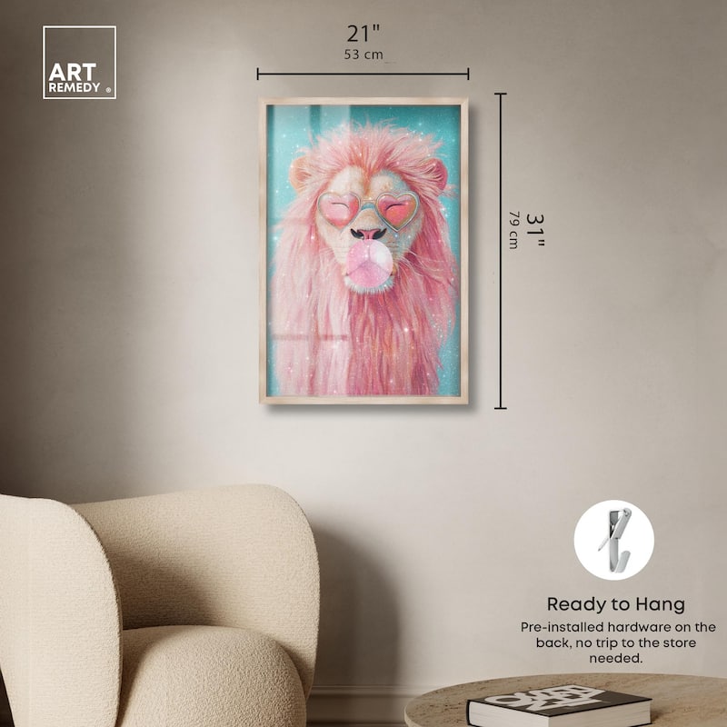Pastel Lion Bubblegum Shadowbox by Art Remedy