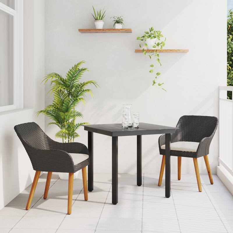 Modern Dining Table for Home Use - Black 31.5 x 31.5 x 29.1 square table legs 2chair