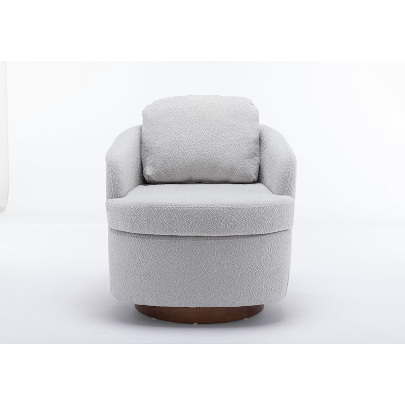 30.3" Swivel Accent Chair with Wood Base