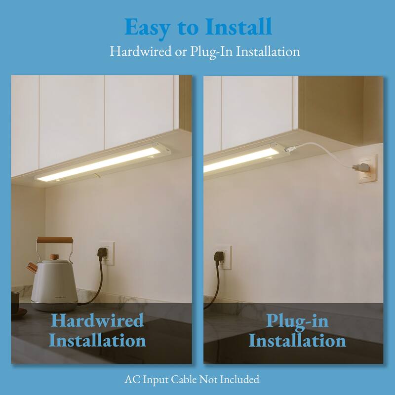 32 IN. Plug-in/Hardwired White 5 CCT Integrated LED Linkable Strip Under Cabinet Light