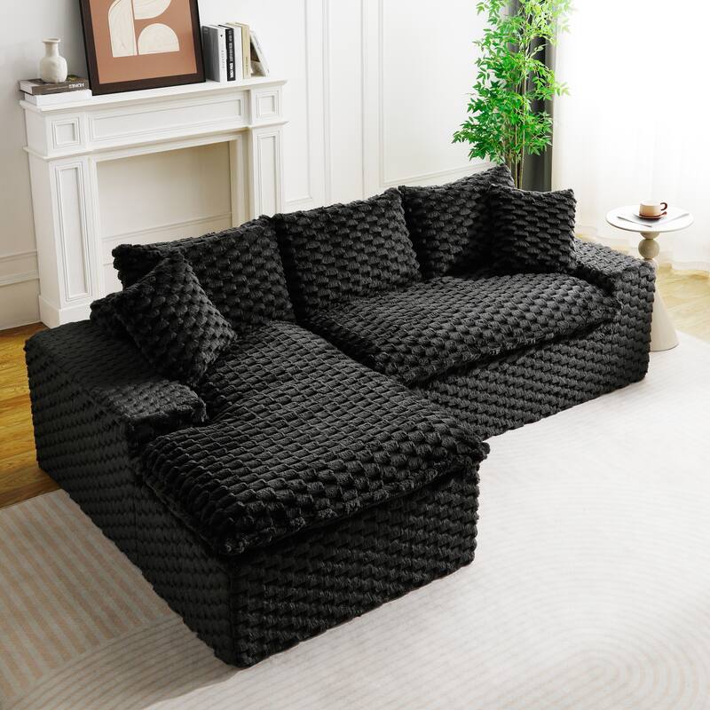 L-Shaped Sleeper Sectional Sofa Convertible Straight Sofa, Loveseat and Chaise Lounge Set for Living Room