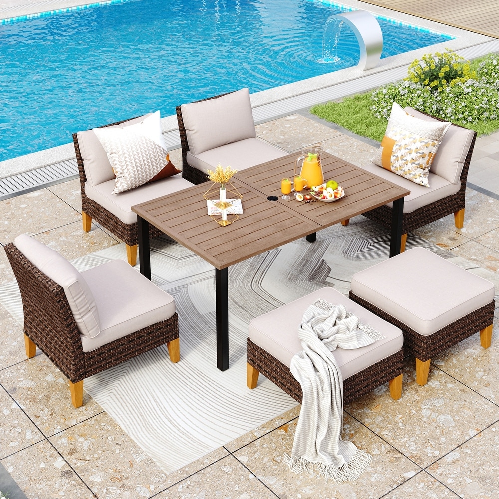 MAISON ARTS Outdoor Wicker Half-Round Furniture Set, Half-Moon Sectional Sofa Set All Weather Rattan Curved Conversation Sets