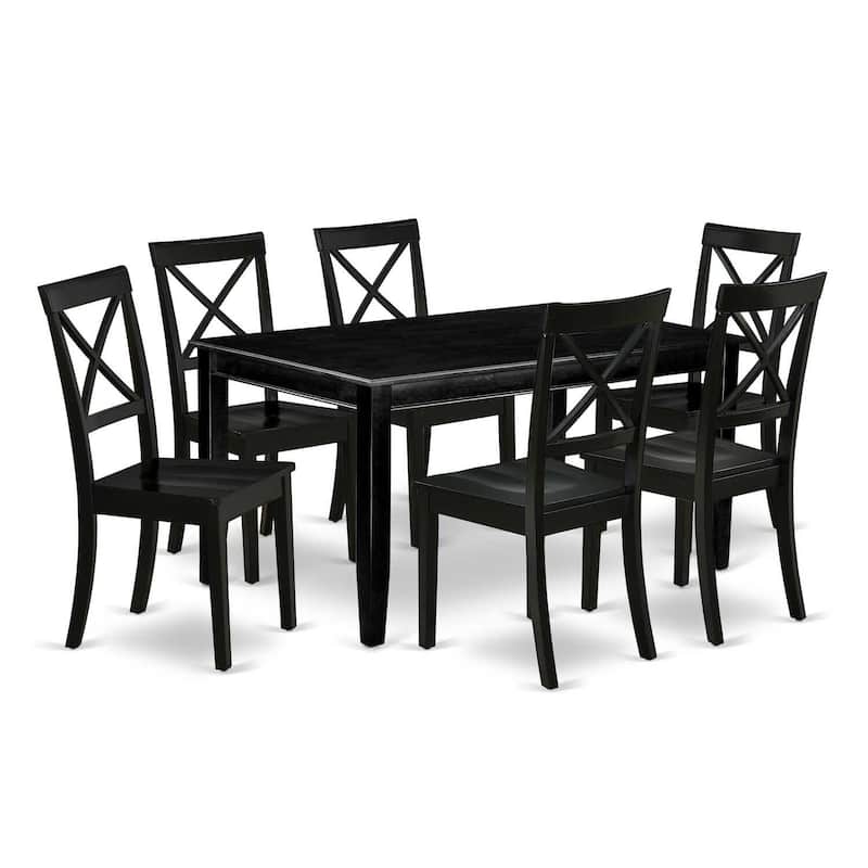 Mediterranean Dining Set 7 Piece - Table & 6 Chairs - 36x60 Inch - Black Finish - HomeStock